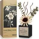 Reed Diffuser Set, White Jasmine Scented Oil with Dried Flowers, 6.09 Fl Oz(180ml) Long Lasting Air Freshener with Diffuser Sticks, Home Fragrance for Office Bathroom Decor