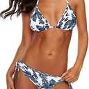 American Trends Women's String Two Piece Halter Top Triangle Bikini Set with Tie Side Bottom Sexy Swimsuit Bathing Suits.S