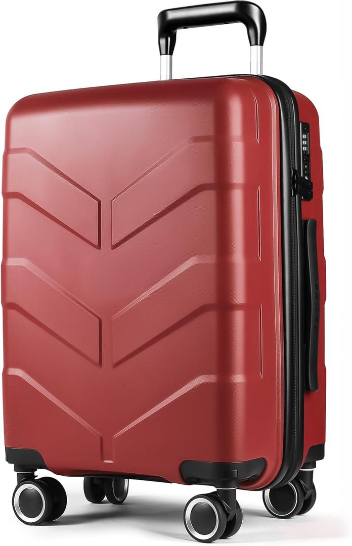 TILYMOL Hardside Carry On Luggage 22x14x9 Airline Approved with Spinner Wheels, Lightweight 20-inch Carry-On Suitcase for Men & Women, Red