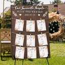 OurWarm Wedding Seating Chart with Easel Display Stand, Rustic Seating Chart for Wedding Reception Display, Please Find Your Seat Wooden Seating Chart Board for Baby & Bride Shower Wedding Sign Decor