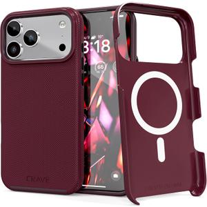 Crave Compatible with iPhone 17 Pro Max Case, [Compatible with MagSafe] Shockproof Protection Dual Layer Case for Apple iPhone 17 Pro Max (6.9 inch) - Berry