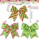 12 Pcs Red Green Christmas Bows,6 Inch Large Wreaths Bows for Tree Gift Wrapping Garland,Christmas Decoration Holiday Party Crafts Xmas Tree Ribbon Ornaments (Pattern)