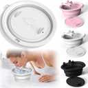 Face Ice Bath Bowl Silicone with Breather Tubes (White) | Silicone Breather Tubes, Cold Plunge Puffiness Relief, Migraine & Sinus Ice Therapy, Portable Face Tub, Red Light Compatible