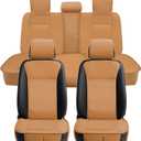 Elantrip Car Seat Cover Full Set Leather Car Seat Protector Universal fit for Most Cars SUVs and Trucks Water Proof Front and Rear Seat Protector Whiskey Color