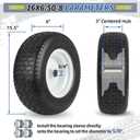 GICOOL 16x6.50-8 Flat Free Riding Lawn Mower Tire and Wheel, 2 Pcs 16x6.5-8nhs Garden Tractor Lawnmower Tyre, with 3/4" & 5/8" Bearing, 3" -4.5" -6" Centered Hub
