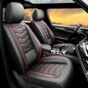 Car Seat Covers for Chevy/Chevrolet Colorado 2015-2025 2026 Full Set 5 Seat Red Line Black- Premium Leather，Waterproof Breathable, All-Weather Seat Cushion Protector