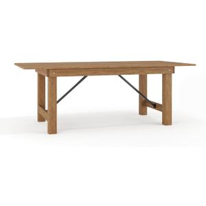 Flash Furniture Hercules Series 7' x 40" Rustic Solid Pine Folding Dining Table, Rectangular Antique Farmhouse Dining and Event Extension Table