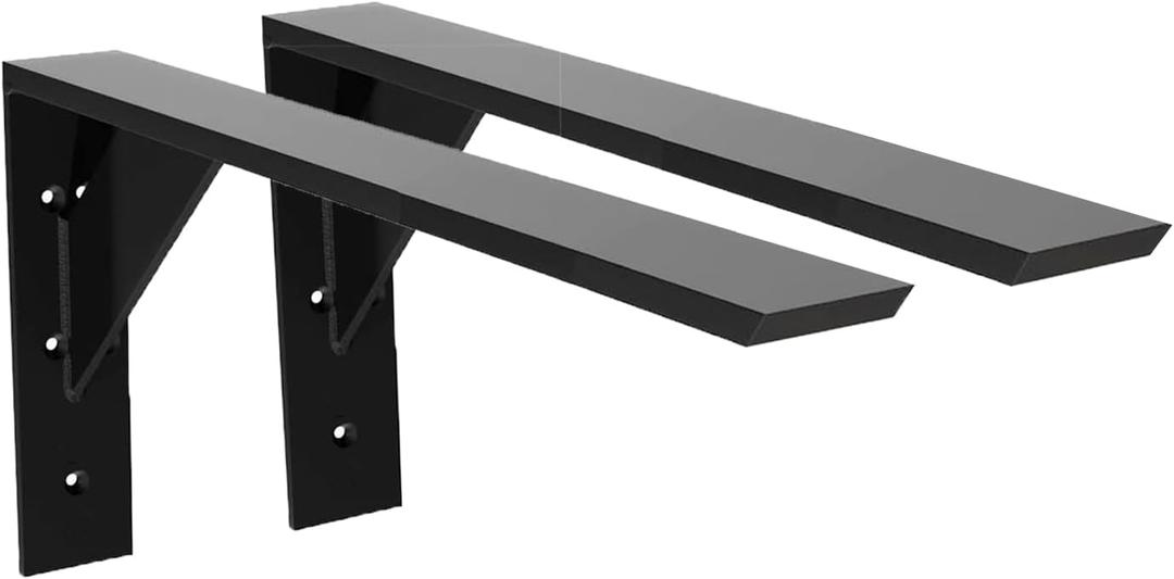 Heavy Duty Shelf Brackets 2 Pack 20" x 10" x 2.5" Black Steel 3/8" Thick Countertop Support Mantel L Bracket for Wood Granite Quartz Countertop