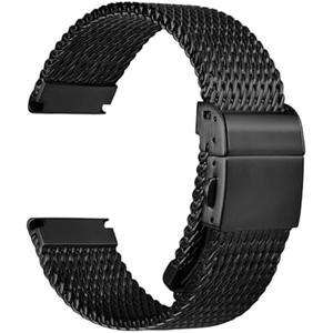 REZERO Stainless Steel Watch Bands for Men, 316L Milanese Mesh Watch Straps, Brushed Matte Watch Bracelets, Metal Watch Band Replacements Silver/Black - 21mm 