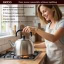 GEDO Stainless Steel Whistling Tea Kettle, 304 Food Grade, Large Capacity, Stovetop Kettle for Gas Stove and Induction Cooktop, 5.2 Quarts