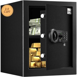 Tenamic Fireproof Waterproof Home Safe 2.0 Cuft - Keypad Large Lock Box Cabinet, Solid Alloy Steel for Office, Hotel - Black