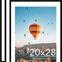 JCJMY 20x28 Picture Frame with 18x24 Mat Set of 3, Display Photo 18x24 with Mat or 20 x 28 Without Mat, Wall Hanging Large 20 by 28 Poster Frame with Plexiglass, 3 Pack, Black