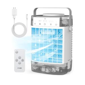 Portable Air Conditioners,Portable AC Unit,1600ml Dual Tank Evaporative Air Cooler,3 Speed 2 Mist Modes,Personal Mini Desktop Cooling Fan with Remote Adapter,7 Lights,3 Timer for Room Office RV Car