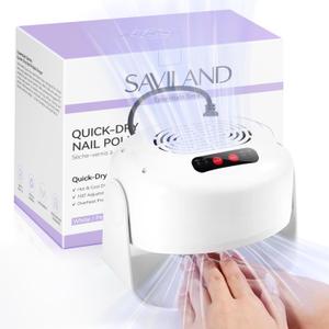 SAVILAND 600W Fast Nail Dryer: 6X Fast Drying Nail Polish Dryer for Regular Polish Nail Fan With Adjustable Angle Fingernail Dual Heating & Cooling Modes Dry Nail Dehydrator for Salon White (Large)