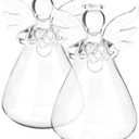 Yardwe 2Pcs Glass Hydroponic Flower Vase, Angel-Shaped Clear Glass Planter for Indoor Plants, Decorative Transparent Propagation Container for Living Room, Bedroom, or Office, 3.74x2.16 Inch