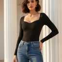Avidlove Long Sleeve Bodysuits for Women Sexy Sweetheart Neck Going Out Outfits Double Lined Bodysuit