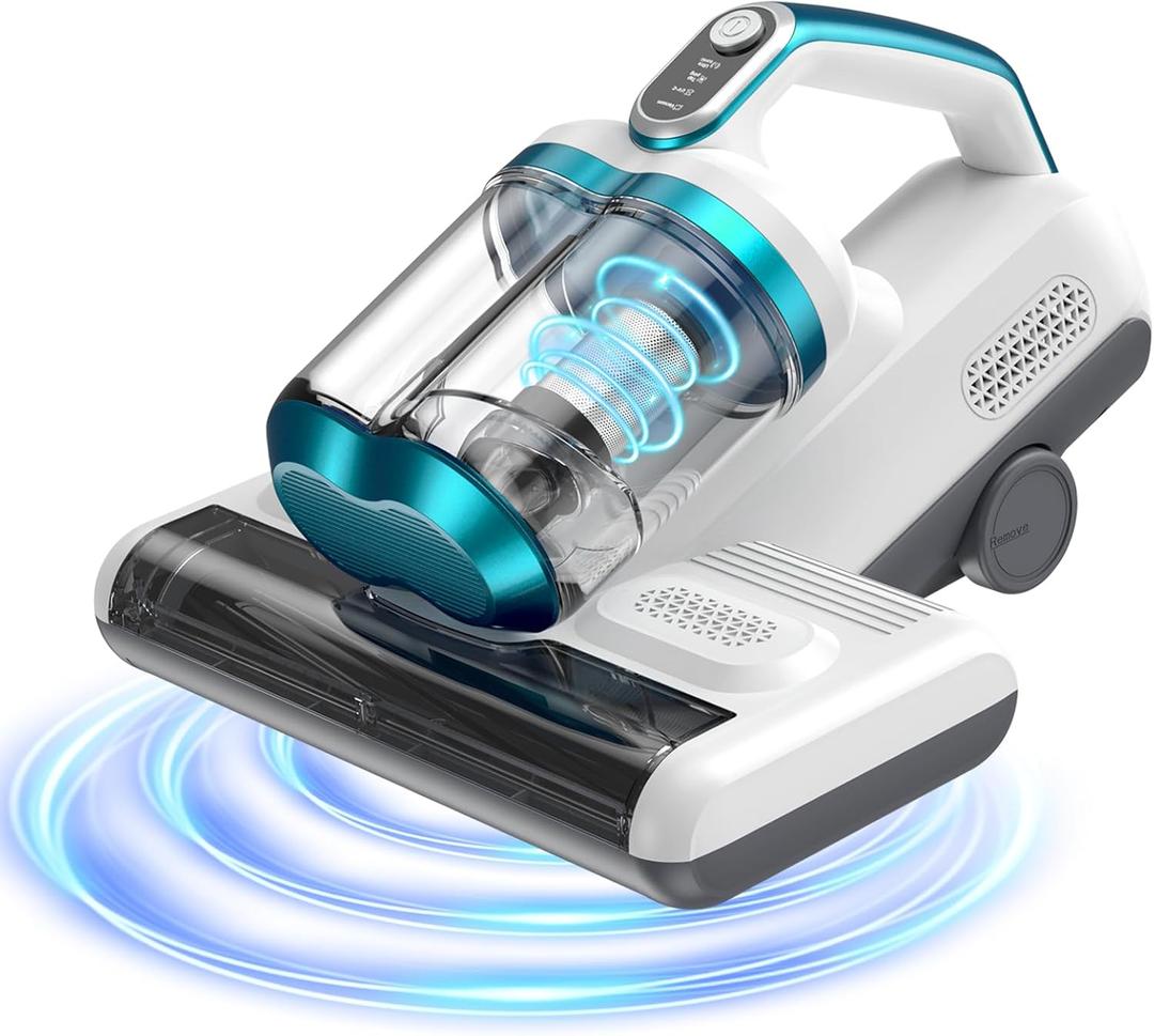 Bed Vacuum Cleaner Mattress Vacuum with 16Kpa Suction 253.7nm UV-C Light, 30000 RPM/Min Dual Brushroll Rotation & HEPA Filter & Heating & Ultrasonic Tech, 500W, Corded (KM-PA1600-SE)