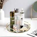 Mirror Glass Vanity Tray Round Cosmetic Decorative Tray for Kitchen Bathroom Living Room Desktop Home Storage for Christmas Valentine's Day Perfume Dresser Jewelry Trinket Organizer (Gold, 9.9 in)