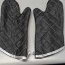 Oven Mitts Flame Retardant Mitts Heat Resistant to 425 F 15 Inch Kitchen Mitt Black Color 2-Pack