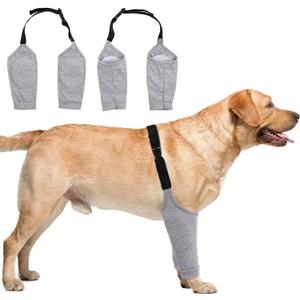 Dog Recovery Suit for Front Legs, Dog Recovery Sleeves After Surgery with Elastic Band, Soft Protective Elbow Braces for Medium Large Dogs, Cone Collar Alternative to Stop Licking Leg Wounds,Grey,XL