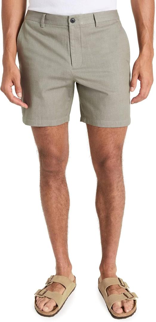 Club Monaco Men's Baxter Texture 6.75" Shorts (38 Regular, Olive)