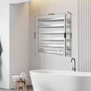 R FLORY Heated Towel Rack for Bathroom, 6 Bar Wall Mounted Towel Warmer Rack Flat with Timer & Temperature, Electric Towel Heater with LED Display Screen, Plug-in