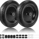 2 Pcs 14.5" Solid Wheelbarrow Tire, 4.80/4.00-8 Flat Free Tire and Wheel, 3"-7" Centered Hub, 5/8" & 3/4" Bearings, Universal Fit for 4.80/4.00-8, 3.50/2.50-8, 4.00-6, 4.00-8 Wheelbarrow Tires