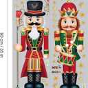 Christmas Nutcracker Soldiers Wall Decals Gold Snowflakes Wall Decals Xmas Window Clings for Shop Home Glass Door Holiday Merry Christmas Wall Decor