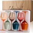 Colored Wine Glasses Set of 6-16OZ Colorful Wine Glass with StemHandBlown Muted Wine Glasses Colored Set,Wine Gifts for Mothers Day