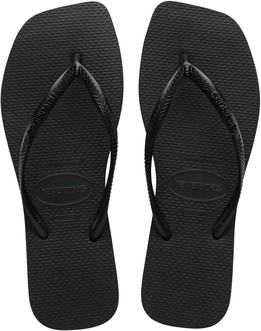 Havaianas Women Slim Square Sandal - Classic Square Toe Sandals (9-10, Black)