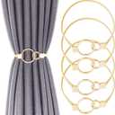 4Pack Aluminum Alloy Spring Design Curtain Ties - Gold Ring Holdbacks