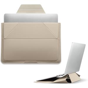 MOFT Laptop Carry Sleeve, 2-in-1 Laptop Bag & Stand for 16" MacBook Air/Pro & Dell/HP/Lenovo/Asus, Stylish Slim Computer Sleeve Bag with Expandable Storage for Computer Accessories, Beach White