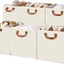 GRANNY SAYS Storage Cubes, 13 Inch Cube Storage Bins with Metal Frame, Collapsible Cube Storage Organizer, Fabric Cubby Bins for Shelves, Closet, Ivory, 6 Pack