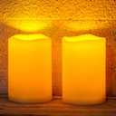 Homemory 4"x6" Large Solar Candles Outdoor Waterproof, Dusk to Dawn, Solar Powered Flameless Candles for Outdoor, Lanterns, Set of 2