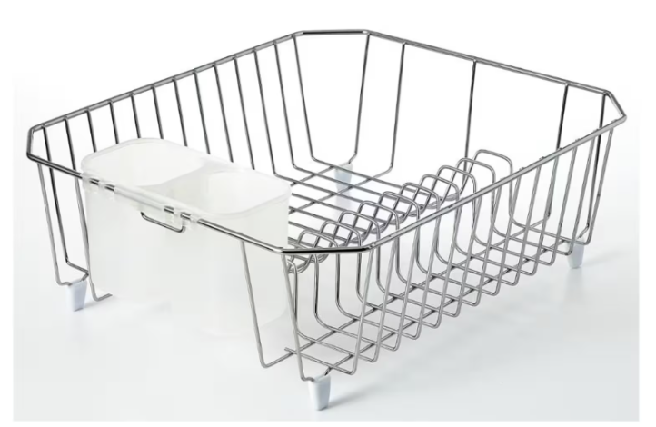 HOME ESSENTIALS Dish Drainer - Chrome, 12.4" x 13.8"