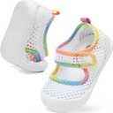 BARERUN Toddler Water Shoes Barefoot Water Shoes for Kids Baby Wide Aqua Socks with Arch Support Quick-Dry Breathable Boys Girls Sandals Walking Shoes for Beach Swim Pool Shoes (10-10.5 Toddler, Knit White)