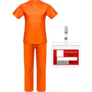 Haysandy Halloween Women Prisoner Costume Prison Name Badge Prop Adult TV Character Convict Outfit Escaped Inmate (X-Large, Orange)