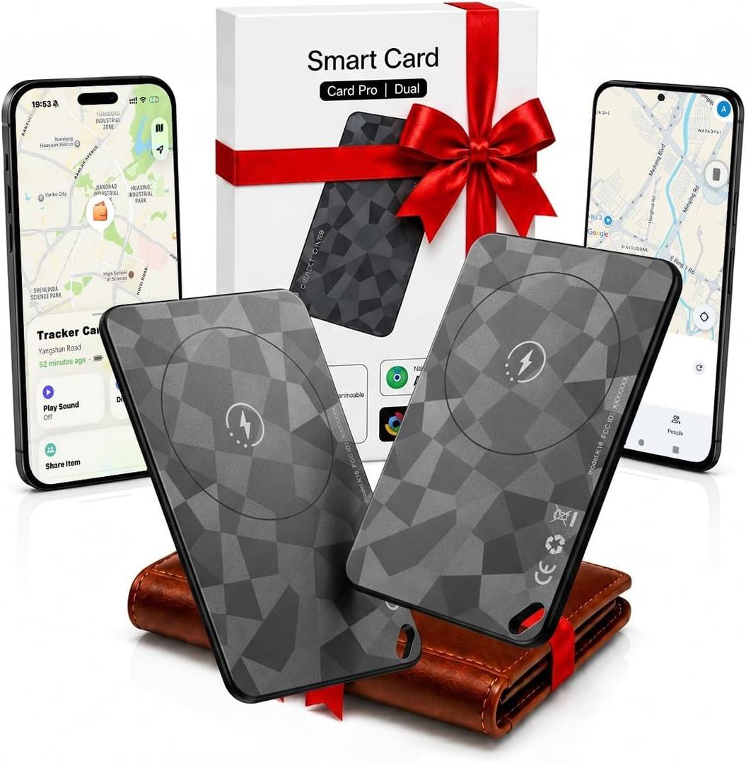 (2 Pack) 2026 Wallet Tracker Card (iOS and Android) Slim Tracking Card, 6-12 Years Battery Bluetooth Smart Card, Work with Apple Find My & Google Find Hub, GPS Locator for Passports, Keys, Backpack