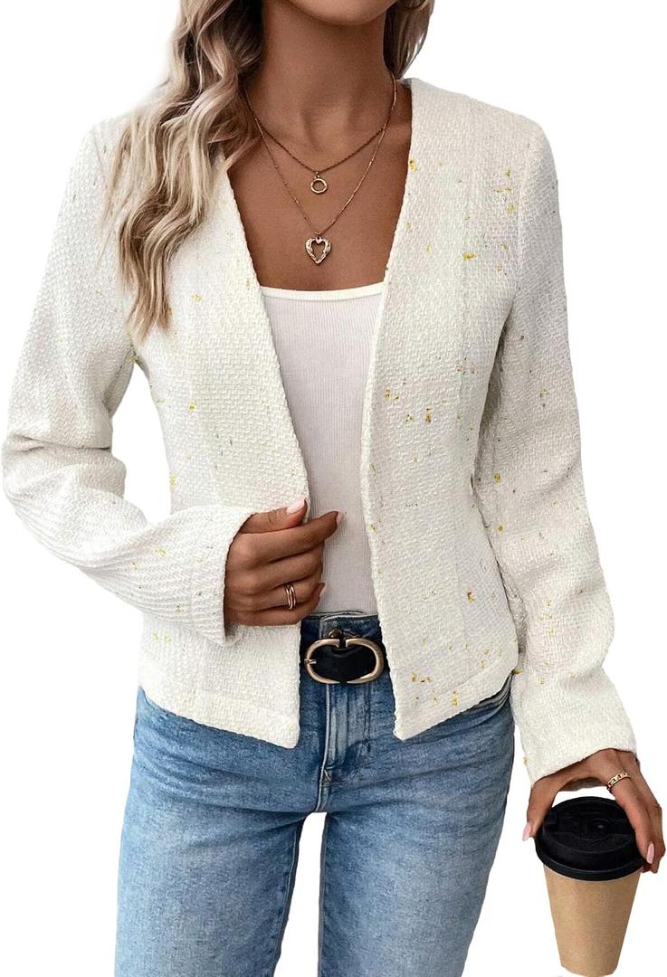 Work Blazer Jacket for Women 2024 White Spring Jackets Business Casual Attire Tops Womens Work Office Professional Clothes Outfits Interview Top Women's Suit Blazers Jacket, White Large