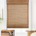 LazBlinds No Tools No Drill Cordless Bamboo Roman Shades, Light Filtering Window Treatment, Roll Up Bamboo Blinds for Window 34'' W x 64'' H, Tuscan B