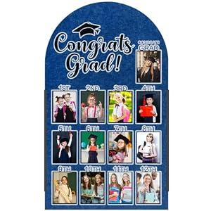 CroBlissful 27 x 16 Inch Graduation Photo Board Picture Frames Wall Decor Collage Display Blue Felt Board for 4 x 3 Inch Photo DIY Picture Holder 2026 Graduation Party Decorations