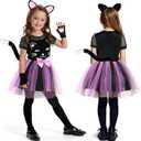 SVMK Girls Cat Costume Kids Toddler Kitty Dress Costumes Accessories Cat Ears Headband Gloves Tail Halloween Dress Up Cosplay (130)