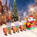 12 FT Sanlu Santa Claus Sleigh Outdoor Inflatable with LED Lights for Christmas Holiday Party Decoration, Winter Garden Decoration