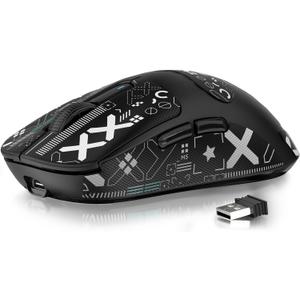 MANBASNAKE Attack Shark X3 Wireless Gaming Mouse, 49g Lightweight Triple Mode Ergonomic Computer Mouse, PAW3395 26K DPI Sensor, 200h Battery Life, Griptape Programmable Buttons for PC/Laptop/Mac/Win
