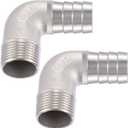 304 Stainless Steel 1" Hose Barb x 1" Male NPT 90 Degree Elbow- Home Brew Pipe Fittinglead-free 2 pcs