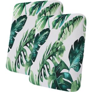 hyha Printed Couch Cushion Covers, Floral Sofa Covers Washable for 2 Cushion Couch, Stretch Pattern Outdoor Cushion Covers for Patio Furniture with Elastic Bottom(2 Packs, Monstera Deliciosa)