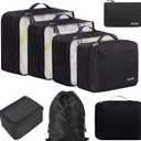 BAGAIL 8 Set Packing Cubes Luggage Packing Organizers for Travel Accessories-Jet Black