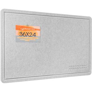 Lightomorrow Bulletin Board, 36 x 24 Inches Felt Pin Board, Cork Alternative for Wall, 3' x 2' Foldable Self-Adhesive Vision Board with 20 Pushpins - Light Gray, 23.6" x 35.4"