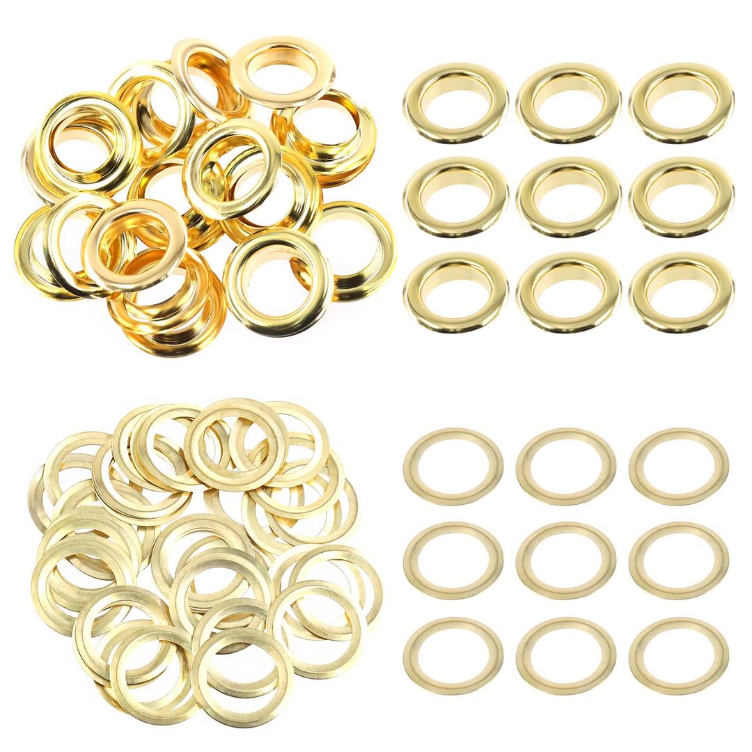 Swpeet 40 Sets 3/5" (17mm) Hole Grommets Thicken 4 Colors Metal Eyelets Grommets and 3Pcs Setting Instal Tool, Rubbe Soft Mallet for Repairing Canvas, Leather