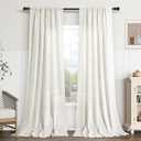 Guken Linen Curtains 84 Inches Long 2 Panel Set Rod Pocket Semi Sheer Dining Room Cozy Bedroom Decor Cotton Look Country Rustic Farmhouse Boho Curtains Beige White, 52x84